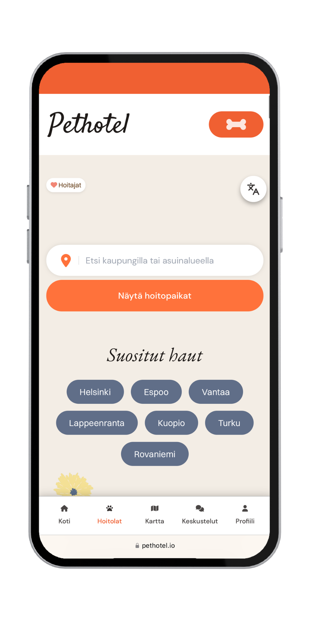Image of pethotel.io home page